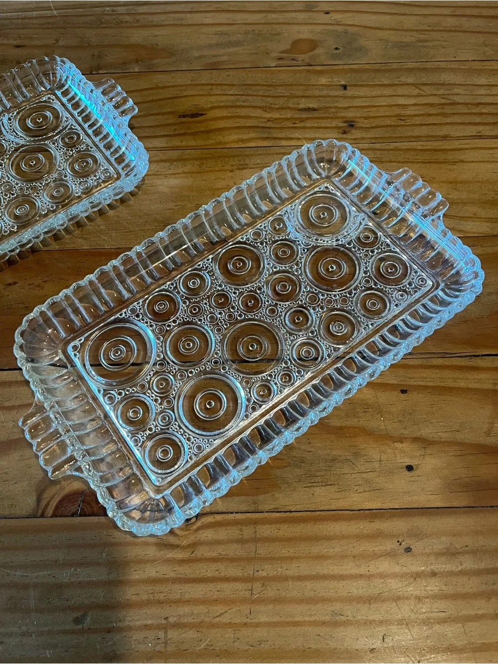 Vintage Pressed Glass Serving Tray Set of 2
